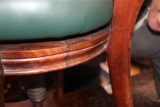 A Regency mahogany harpists chair